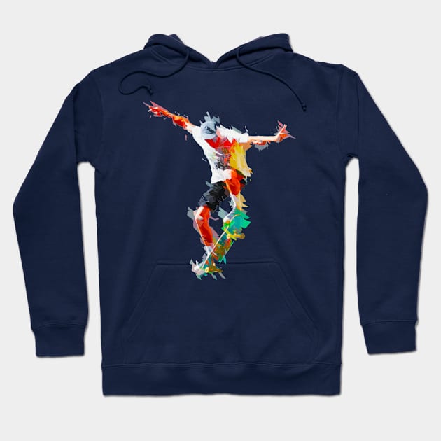 Bright and Colorful Shattered Skateboarder Hoodie by AKdesign